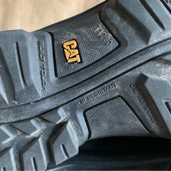 CAT CATAPILLAR Men’s Black Leather Steel Toe Work Boots Men’s 10.5 - Picture 8 of 15